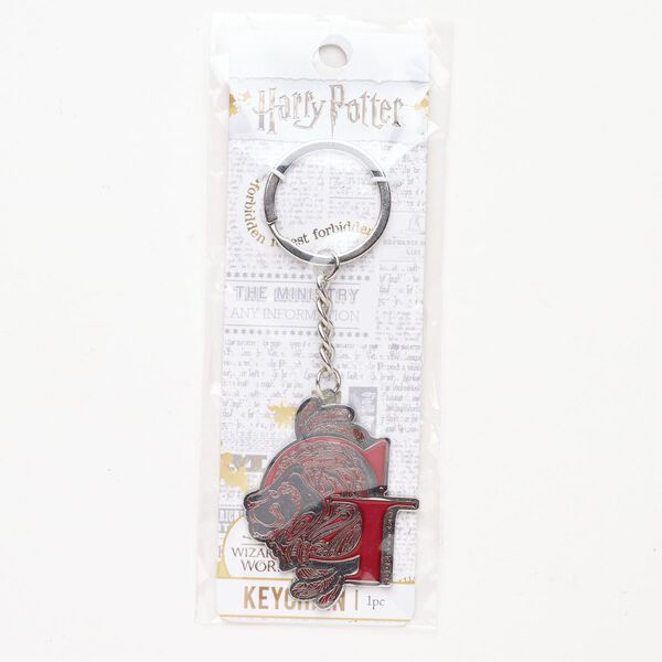 Steel / enamel 1pkg1, Gryffindor™ keychain silver-finished / red 4 inch 52mm image number 0