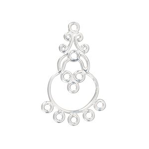 Drop, sterling silver, 23.5x15mm fancy teardrop with 8 loops. Sold individually.