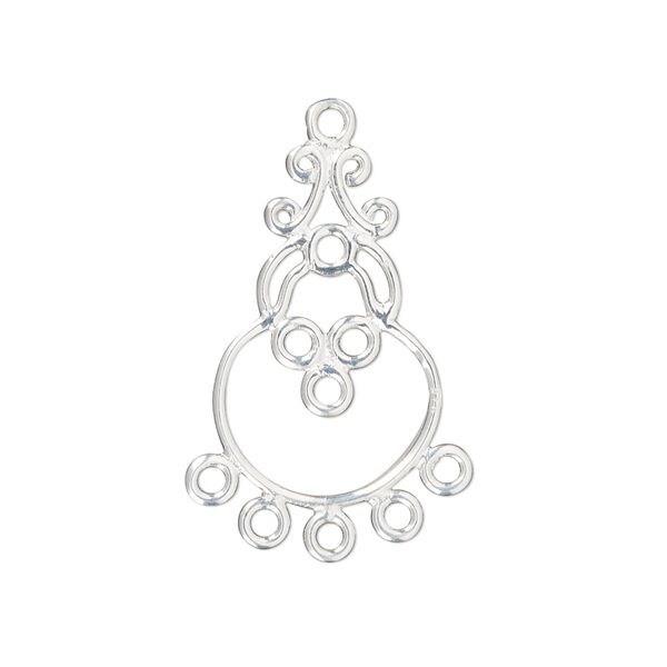 Drop, sterling silver, 23.5x15mm fancy teardrop with 8 loops. Sold individually. image number 0