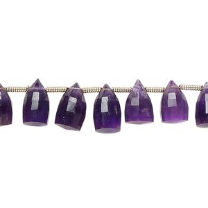 Amethyst 1pkg28, hand-cut top-drilled faceted cone bead natural graduated 6x3mm-10x6mm