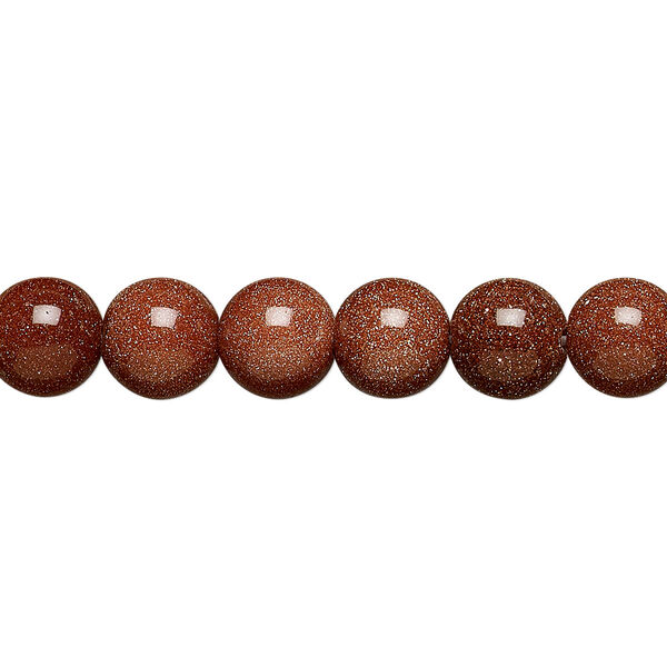 Bead, brown goldstone (glass) (man-made), 8mm round. Sold per 15-1/2" to 16" strand. image number 0