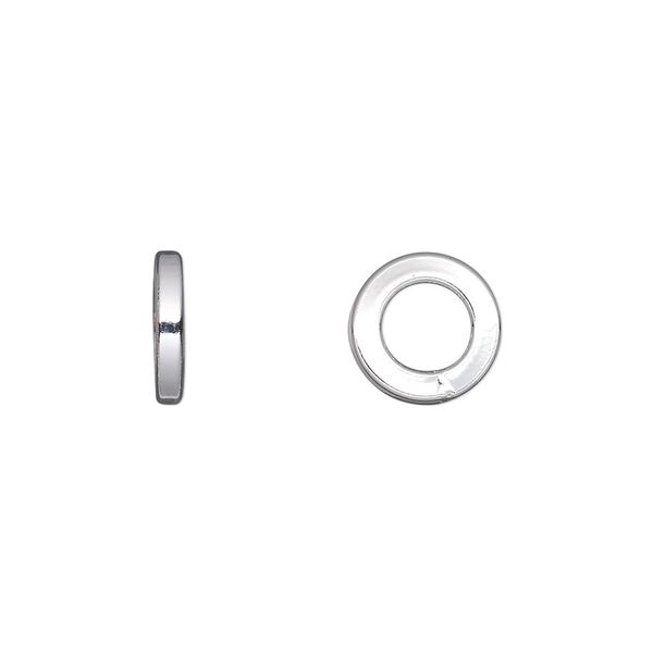 Jump ring, sterling silver, 10mm soldered round square wire, 6mm inside diameter, 12 gauge. Sold per pkg of 2. image number 0