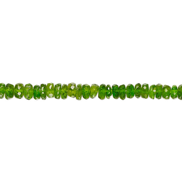 Bead, chrome diopside (natural), 3x1mm-5x3mm hand-cut faceted rondelle, B+ grade, Mohs hardness 5-1/2 to 6. Sold per 13-inch strand, approximately 180 beads. image number 0