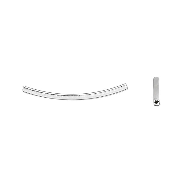 Bead, sterling silver, 25x1.5mm curved square tube. Sold per pkg of 2. image number 0