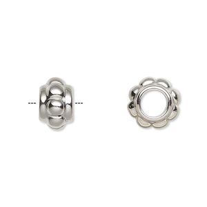 Bead, stainless steel, 11x7.5mm bumpy rondelle. Sold per pkg of 2.
