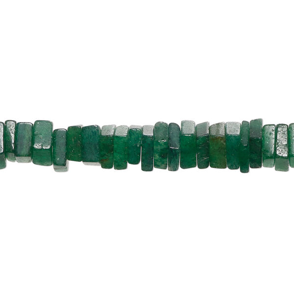 Emerald green aventurine 1pkg1, hand-cut flat square bead natural B grade, 8 inch 5x1mm-6x3mm image number 0