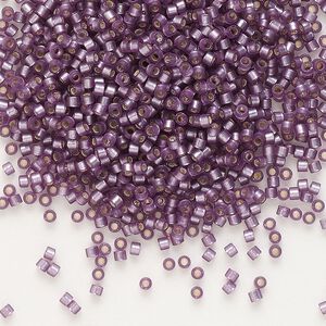 Seed bead, Delica®, glass, pkg/50g, #11 round, translucent semi-matte silver-lined mulberry (DB-0695).