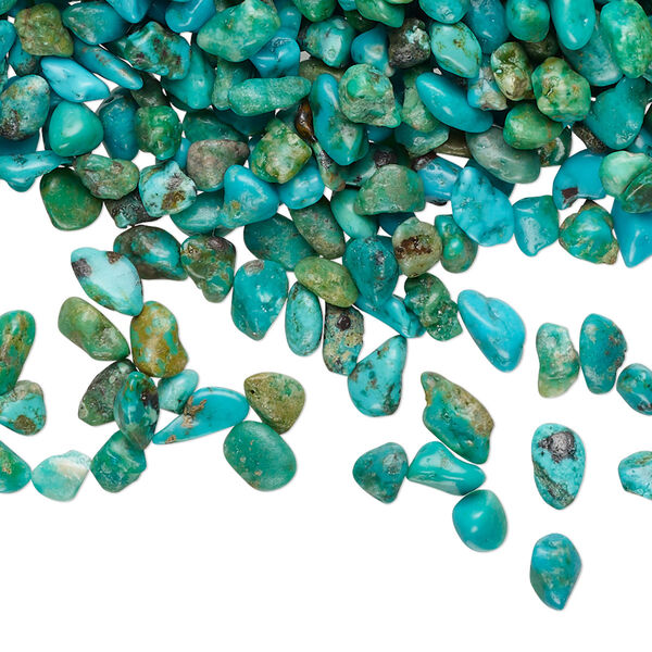 Inlay chip, turquoise (dyed / stabilized), blue-green, mini undrilled chip, Mohs hardness 5 to 6. Sold per 2-ounce pkg. image number 0