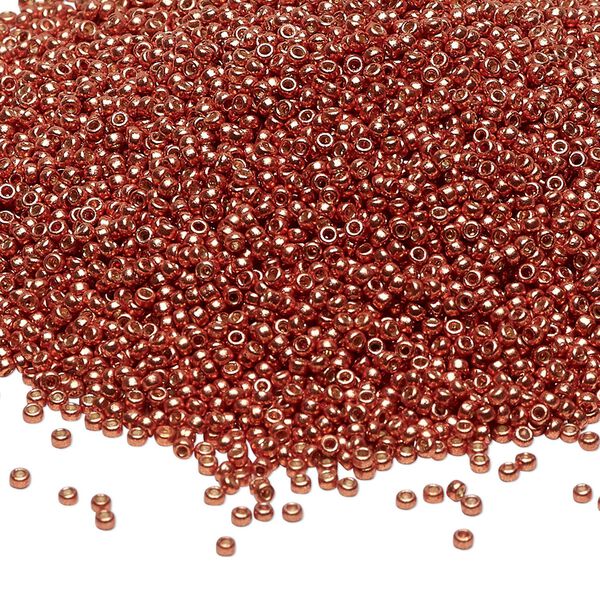 Seed bead, Miyuki, glass, pkg/35g, #15 rocaille, Duracoat® opaque galvanized copper, (RR-4207). image number 0
