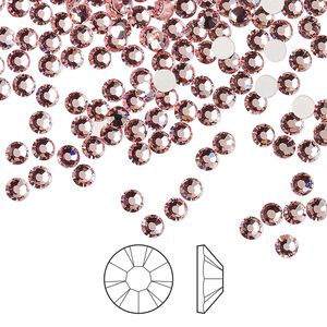 Flat back 1440pk light rose foil back, Preciosa MAXIMA Czech crystal rhinestone 3-3.2mm chaton rose round SS12