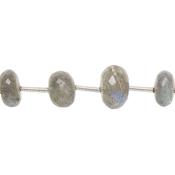 Labradorite 1pkg13, hand-cut faceted rondelle bead natural graduated 8x4mm-13x9mm image number 0