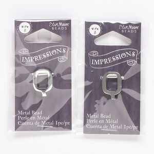 Bead, silver-finished "pewter" (zinc-based alloy), 15x12mm top-drilled letter "Q" with 2mm hole. Sold per pkg of 2.