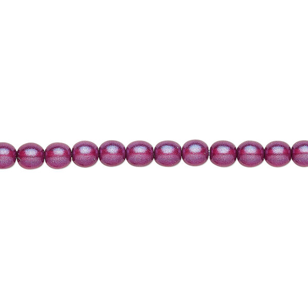 Bead, Czech pressed glass, pearlized purple, 4mm round. Sold per 15-1/2" to 16" strand, approximately 100 beads. image number 0
