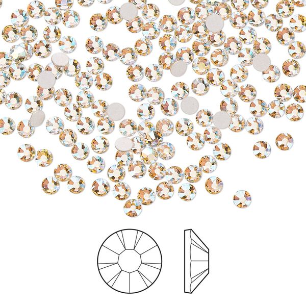 Flat back 144pk gold quartz AB foil back, Preciosa MAXIMA Czech crystal rhinestone 2.5-2.7mm chaton rose round SS9 image number 0