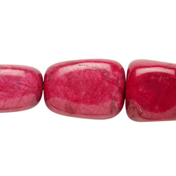 Bead, howlite (dyed), red, medium to large tumbled nugget, Mohs hardness 3 to 3-1/2. Sold per 15-1/2" to 16" strand. image number 0