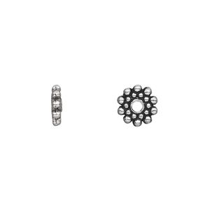 Bead, antique silver-plated "pewter" (zinc-based alloy), 8x2mm double-sided rondelle. Sold per pkg of 500.