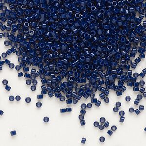 Seed bead, Delica®, glass, pkg/250g, #11 round, Duracoat® opaque outside dyed dark navy blue (DB-2144).