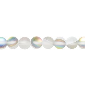 Bead, iridescent glass, translucent matte clear vitrail, 6mm round. Sold per 15-1/2" to 16" strand.