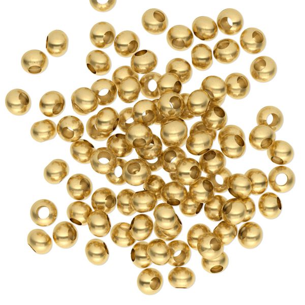 Bead, gold-finished brass, 4x2.5mm rondelle. Sold per pkg of 100. image number 0