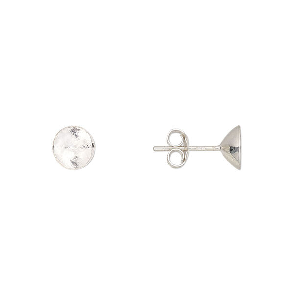 Earstud, sterling silver, 6.5mm round with SS29 rivoli or chaton setting. Sold per pair. image number 0