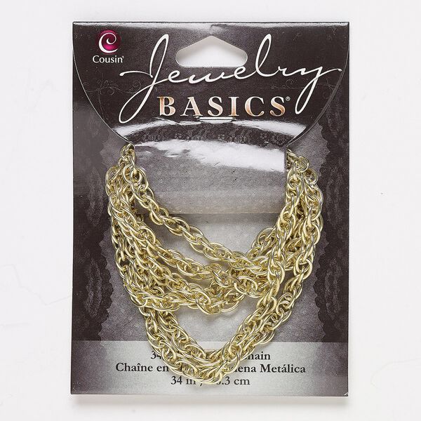 Chain, gold-finished steel, 4.8mm rope, 34 inches. Sold individually. image number 0