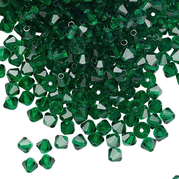 Bead 144pk emerald, Preciosa Czech crystal 4mm bicone image number 0