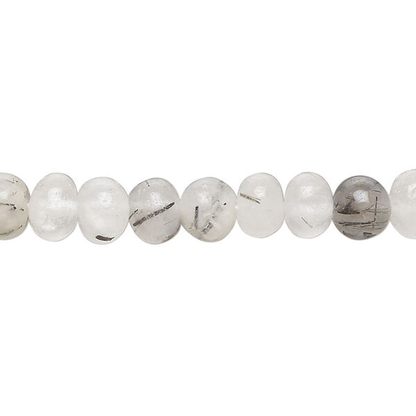 Tourmalinated quartz 1pkg1, hand-cut rondelle bead natural 14 inch 6x5mm-7x6mm image number 0