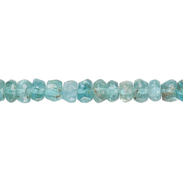 Apatite 1pkg1, hand-cut tumbled faceted rondelle bead natural 12 inch 4x2mm-6x4mm image number 0