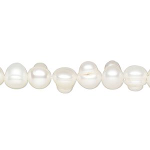 Pearl, cultured freshwater (bleached), white, 6-7mm potato, D grade, Mohs hardness 2-1/2 to 4. Sold per 15-1/2 to 16-inch strand.