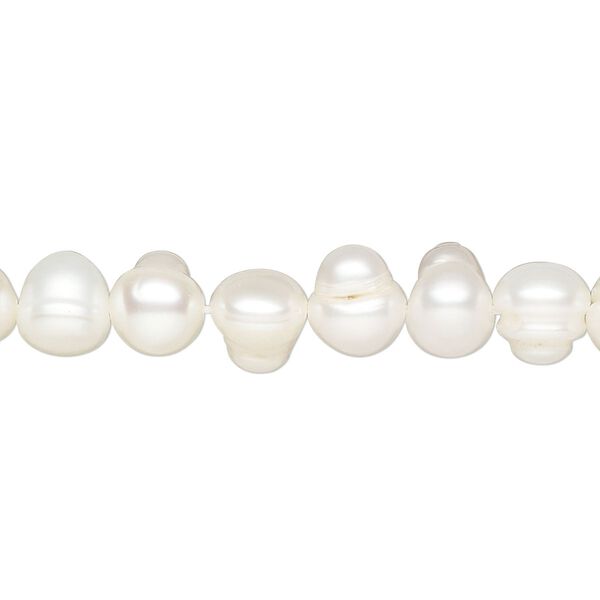 Pearl, cultured freshwater (bleached), white, 6-7mm potato, D grade, Mohs hardness 2-1/2 to 4. Sold per 15-1/2 to 16-inch strand. image number 0