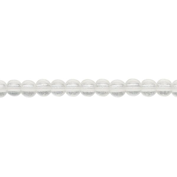 Bead, glass, clear, 3-4mm round. Sold per 16-inch strand. image number 0