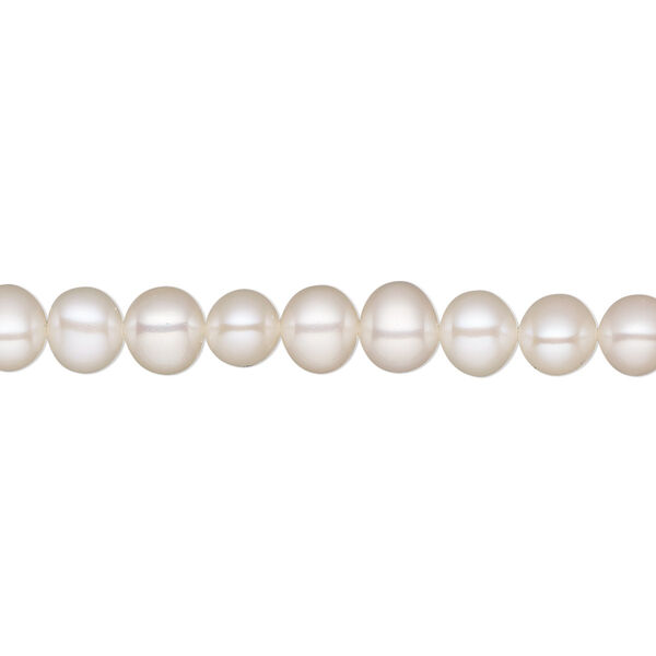 Pearl, White Lotus™, cultured freshwater (bleached), white, 5-5.5mm semi-round, A- grade, Mohs hardness 2-1/2 to 4. Sold per 15-1/2" to 16" strand. image number 0