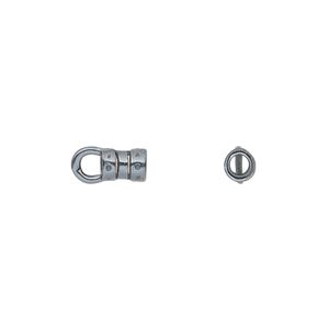 Crimp end, JBB Findings, gunmetal-plated pewter (tin-based alloy), 6x4mm tube with loop, 2.5mm inside diameter. Sold per pkg of 2.