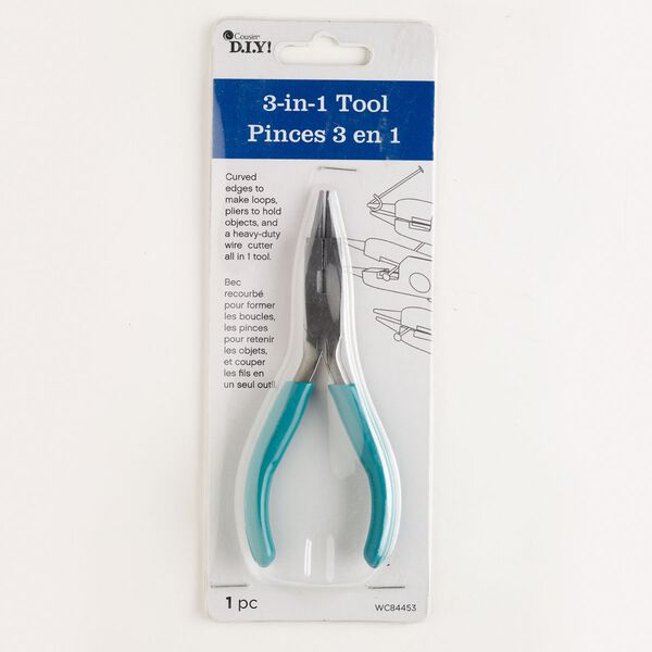 Pliers, 3-in-1 round-nose / flat-nose / side cutters, stainless steel and rubber, green, 5 inches. Sold individually. image number 0