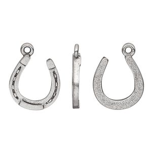 Charm, pewter (tin-based alloy), pkg/1, antiqued, 16.5x15mm horseshoe.