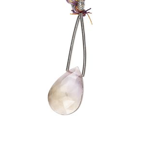 Ametrine 1pkg1, hand-cut top-drilled faceted puffed teardrop bead , 15x10mm-16x11mm