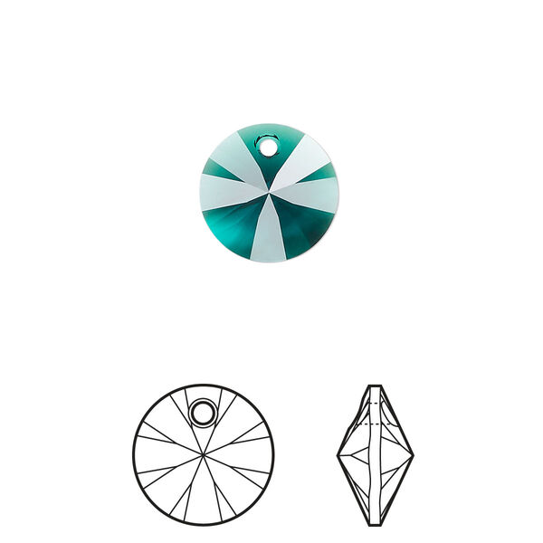 Drop 12pk emerald, Crystal Passions® 12mm pendant mini disk 6428 image number 0
