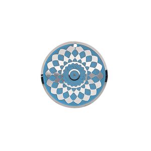 Drop, stainless steel, blue patina, 20mm single-sided domed round with diamond design. Sold per pkg of 4.
