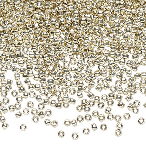 Seed bead, TOHO BEADS®, glass, pkg/50g, #11 round, opaque galvanized PermaFinish aluminum (TR-11-PF558). image number 0