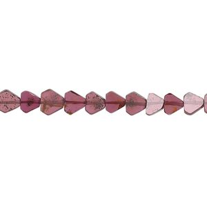 Garnet 1pkg1, hand-cut flat 6-sided diamond bead 15.5-16 inch 5x4mm-8x5mm