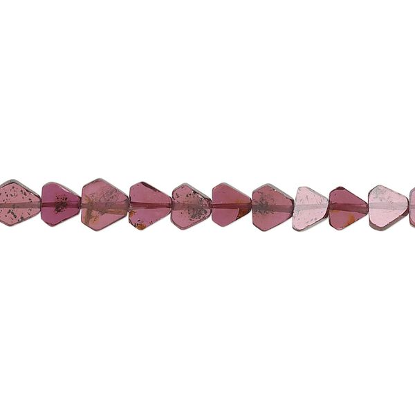Garnet 1pkg1, hand-cut flat 6-sided diamond bead 15.5-16 inch 5x4mm-8x5mm image number 0