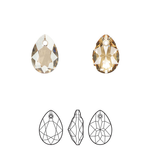 Drop 48pk crystal golden shadow, Swarovski&reg; 11.5mm pendant pear cut 6433 image number 0