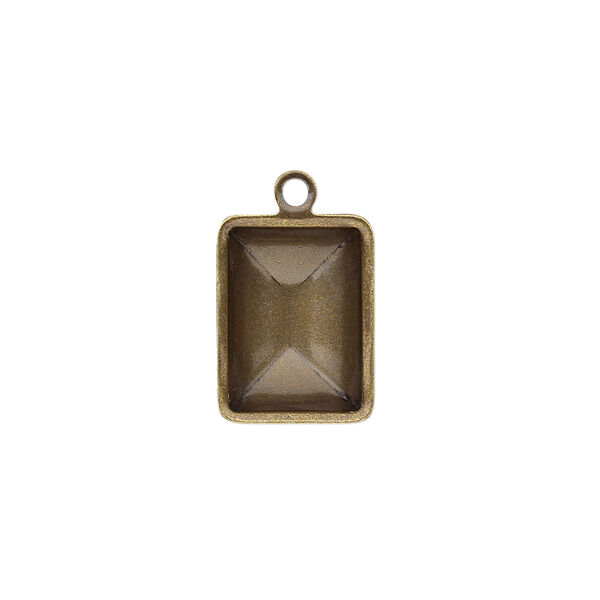Drop, Almost Instant Jewelry®, antique gold-plated brass, 16.5x12.5mm faceted rectangle with 14x10mm rectangle setting. Sold per pkg of 4. image number 0