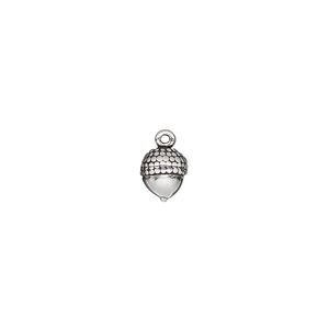 Charm, antiqued sterling silver, 7x6mm single-sided acorn. Sold individually.