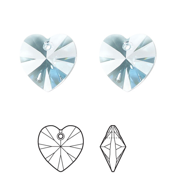 Drop 2pk aquamarine, Crystal Passions® 14mm pendant heart 6228 image number 0