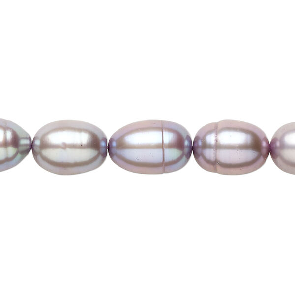 Cultured freshwater pearl, 1pkg1 7-9mm rice C grade, dyed lilac 15 inches image number 0