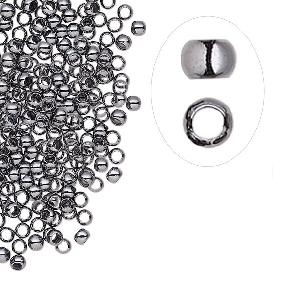 Crimp, gunmetal-plated brass, 2.5mm round, 1.5mm inside diameter. Sold per pkg of 500. image number 0