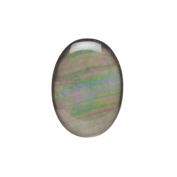 Cabochon, black lip shell (coated), 25x18mm calibrated oval, Mohs hardness 3-1/2. Sold individually. image number 0