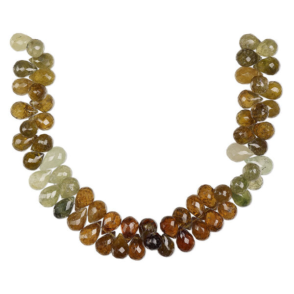 Bead, grossularite garnet (natural), 9x6mm-11x8mm hand-cut top-drilled micro-faceted teardrop, B grade, Mohs hardness 6-1/2 to 7-1/2. Sold per 7-inch strand. image number 0