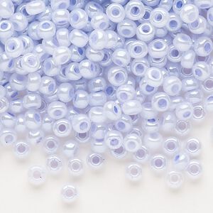 Seed bead, Dyna-Mites™, glass, opaque ceylon pastel light blue, #6 round. Sold per 1/2 kilogram pkg.